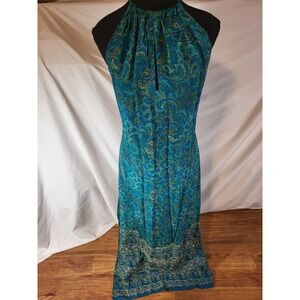 Teal Paisley Halter Maxi Dress